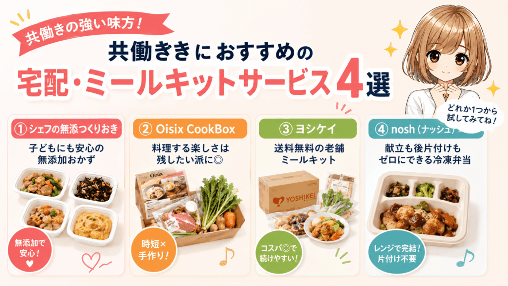 共働きにおすすめの宅配・ミールキットサービス4選