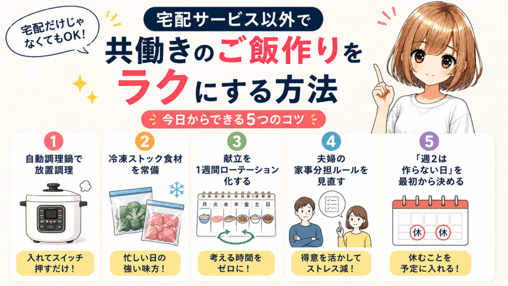 宅配サービス以外で共働きのご飯作りをラクにする方法