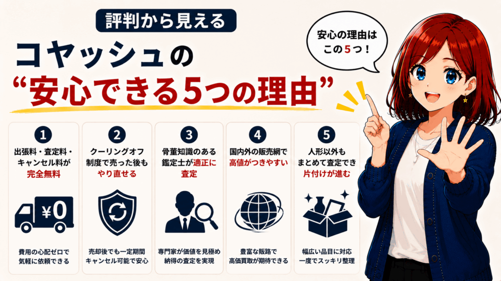 結論:コヤッシュの評判は「安心して任せられる人形買取サービス」だった