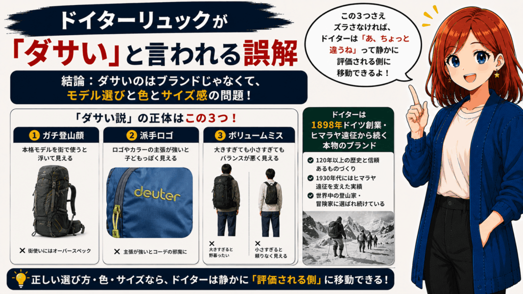 ドイターリュック ダサい