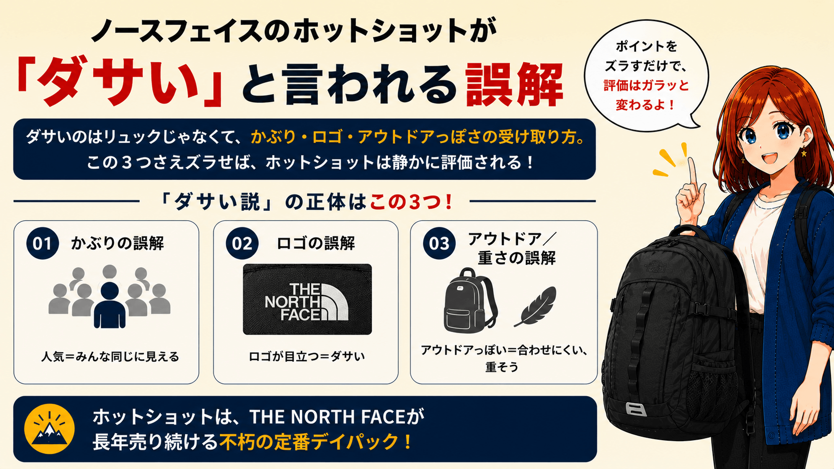ノース フェイス ホットショット ダサい