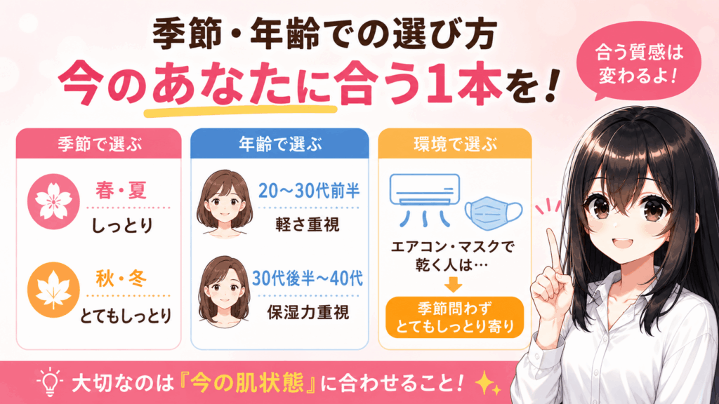 季節・年齢での選び方、春夏と秋冬、20代と40代で変わる