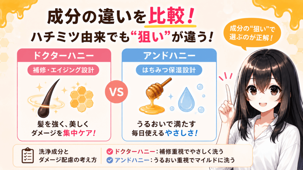 成分の違いを比較:ハチミツ由来でも“狙い”が違う