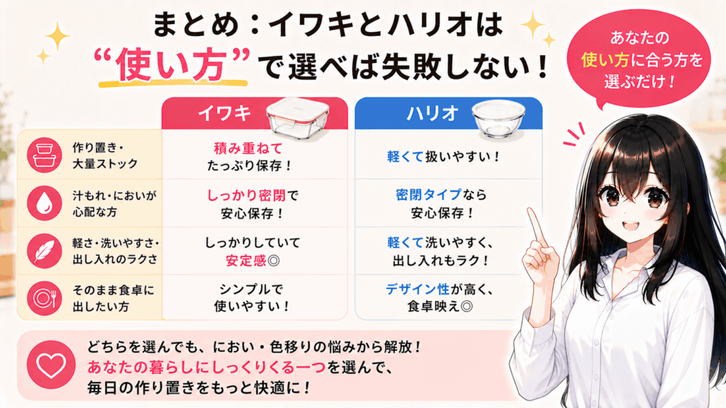 まとめ：イワキとハリオは“使い方”で選べば失敗しない