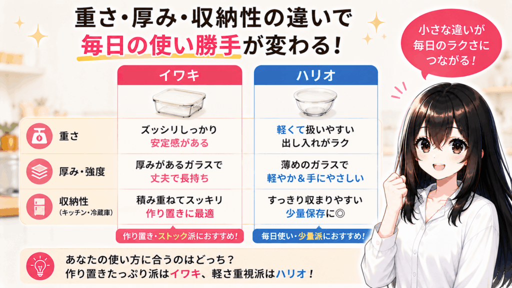 重さ・厚み・収納性の違い：毎日の使い勝手を左右する